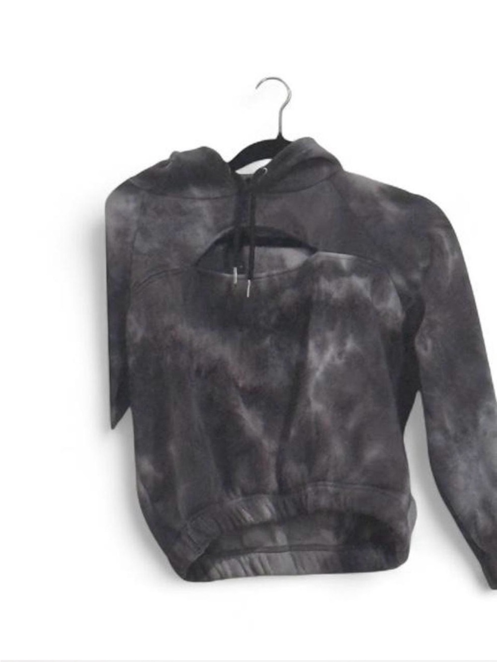 Source Unknown Black & Gray Tie-Dye Cropped Hoodie